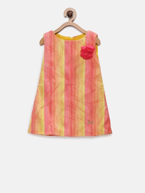 

Barbie by Many Frocks & Girls Peach-Coloured & Yellow A-Line Dress