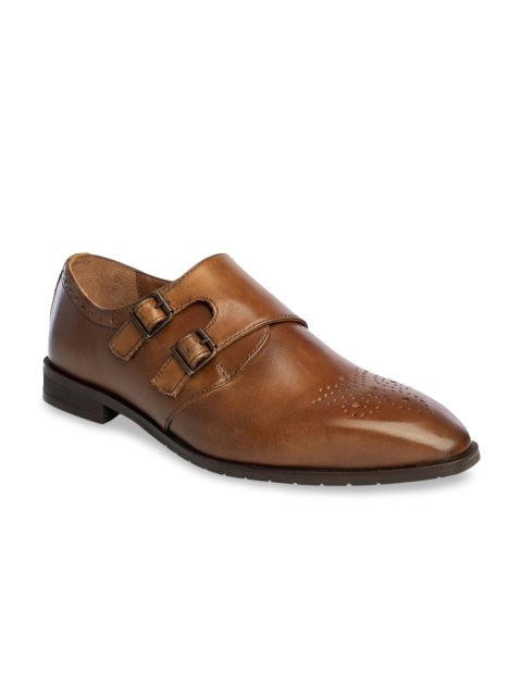 

TONI ROSSI Men Tan Brown Leather Formal Monks