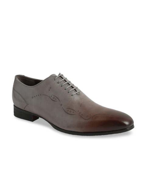 

TONI ROSSI Men Grey Leather Formal Oxfords