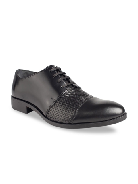 

TONI ROSSI Men Black Leather Formal Derbys