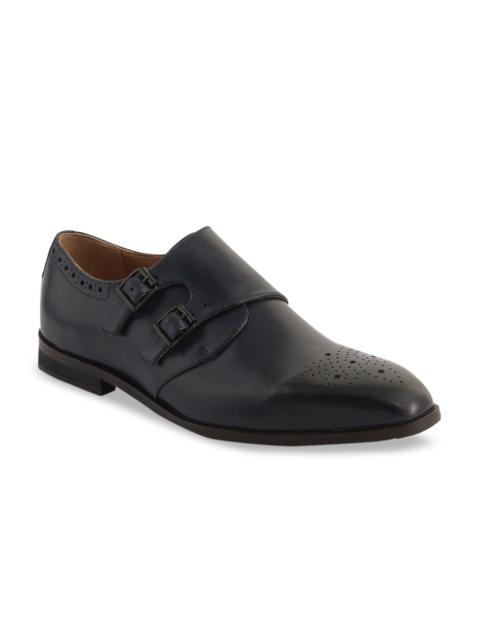 

TONI ROSSI Men Navy Blue Leather Party Monks