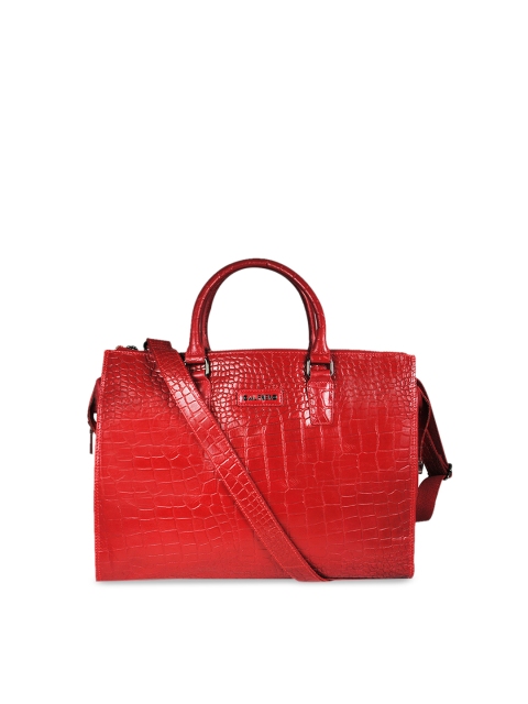

CALFNERO Red Textured Leather Duffel Bag