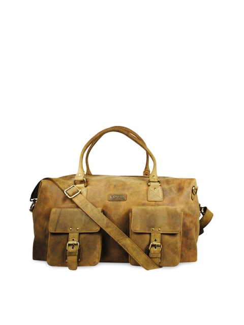 

CALFNERO Brown Textured Leather Duffel Bag