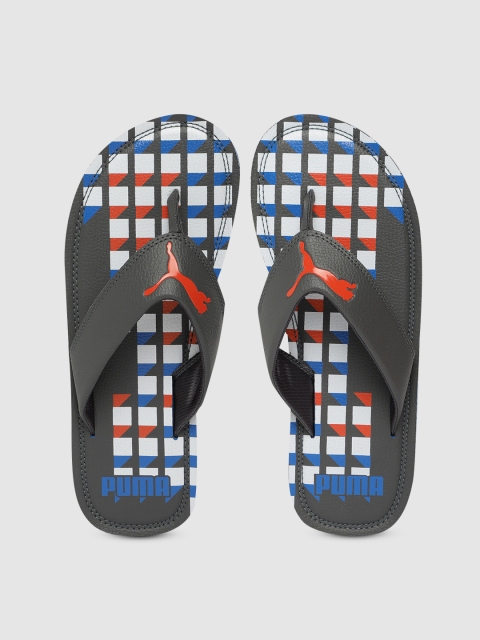 

Puma Men Grey & White Printed Thong Flip-Flops