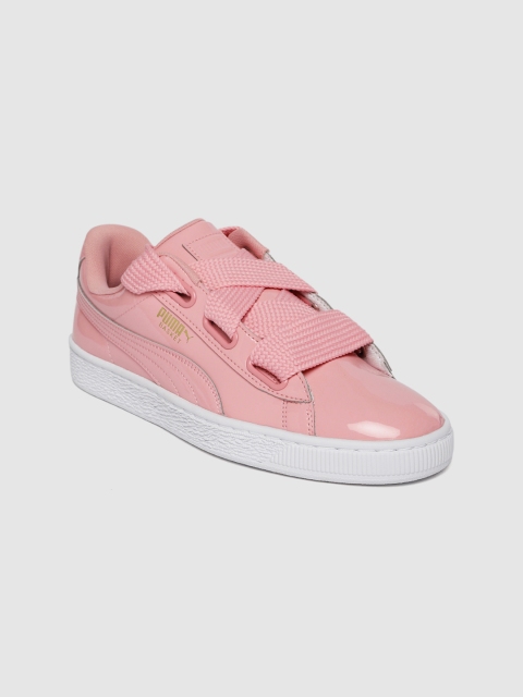

Puma Women Pink Basket Heart Patent Sneakers