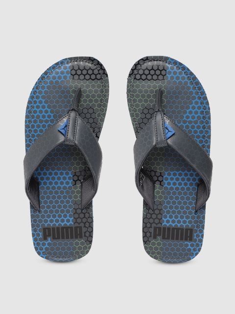 

Puma Men Grey & Blue Wink Duo Gu2 Idp Printed Thong Flip-Flops
