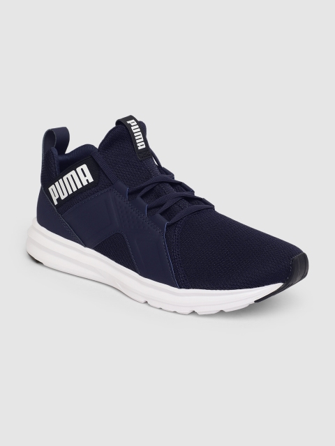 Men Navy Blue Enzo Sport Mid-Top Running Shoes