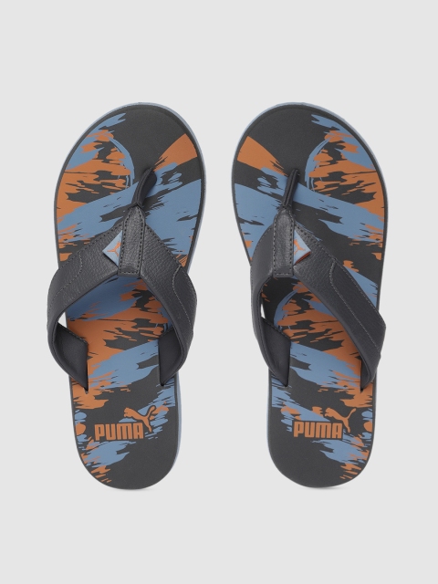 

Puma Men Grey & Orange Printed Thong Flip-Flops