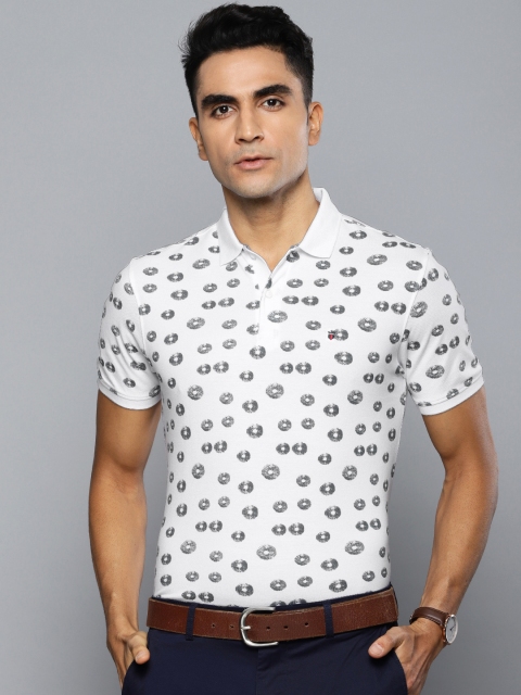 

Louis Philippe Sport Men White Printed Polo Collar T-shirt