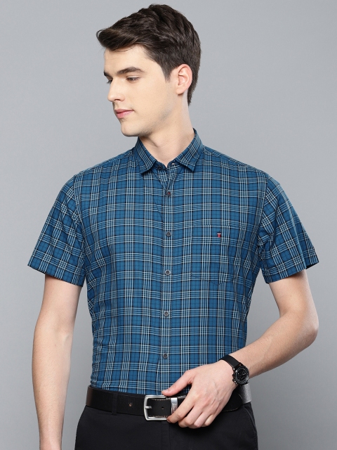 

Louis Philippe Sport Men Blue & Black Slim Fit Checked Formal Shirt