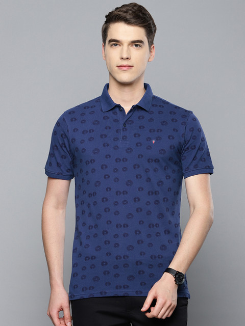 

Louis Philippe Sport Men Blue Printed Polo Collar T-shirt