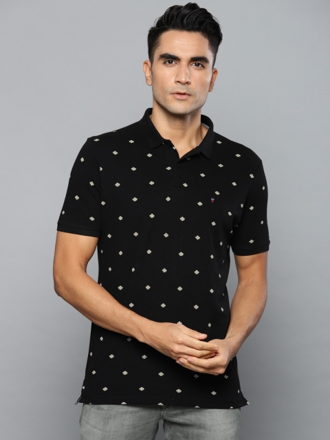 

Louis Philippe Jeans Men Black Printed Polo Collar T-shirt