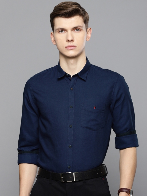 

Louis Philippe Sport Men Navy Blue Super Slim Fit Self Design Smart Casual Shirt