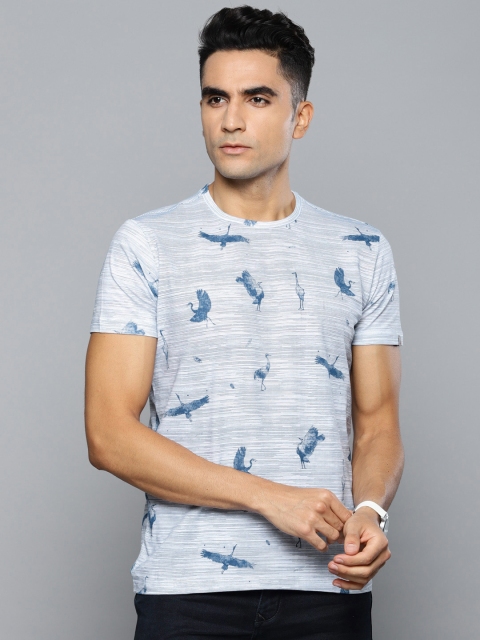 

Louis Philippe Jeans Men Blue Printed Round Neck T-shirt