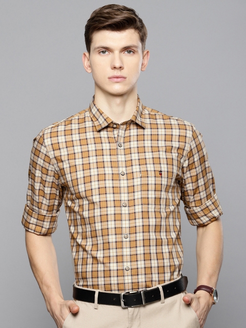 

Louis Philippe Sport Men Khaki & White Super Slim Fit Checked Smart Casual Shirt