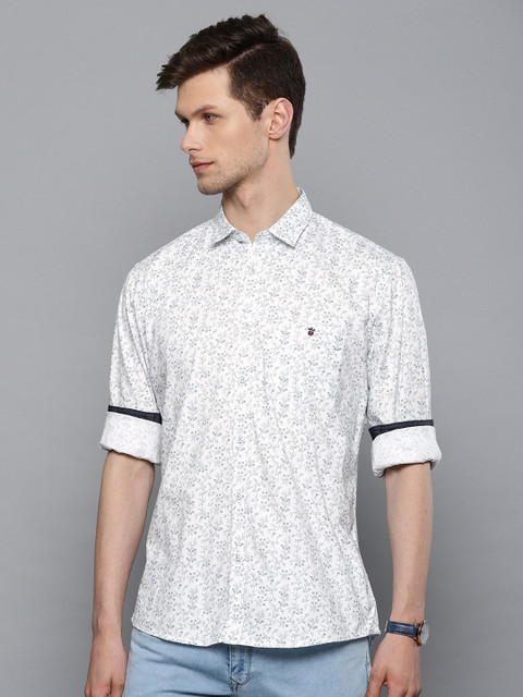

Louis Philippe Jeans Men White & Blue Slim Fit Printed Casual Shirt
