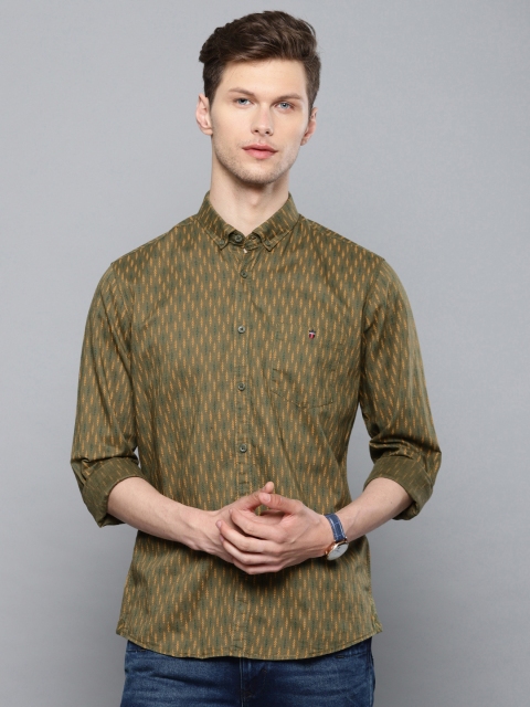 

Louis Philippe Jeans Men Olive Green Slim Fit Printed Casual Shirt