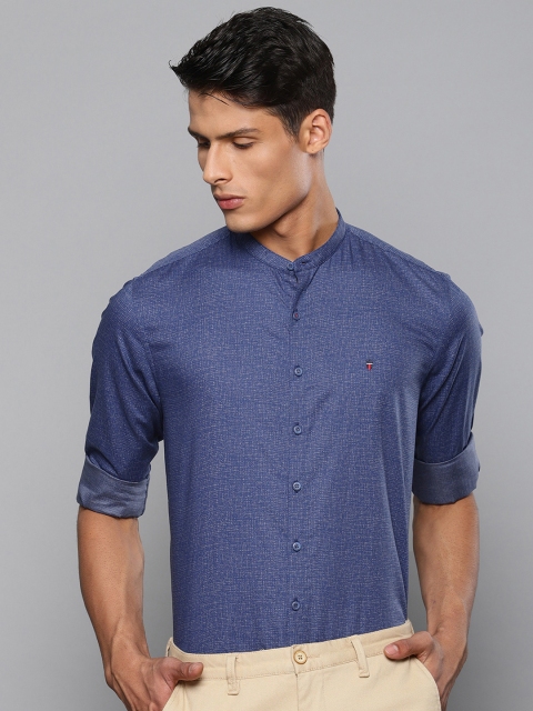 

Louis Philippe Sport Men Navy Blue & Grey Super Slim Fit Printed Casual Shirt