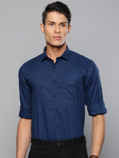 

Louis Philippe Sport Men Navy Blue Slim Fit Checked Smart Casual Shirt