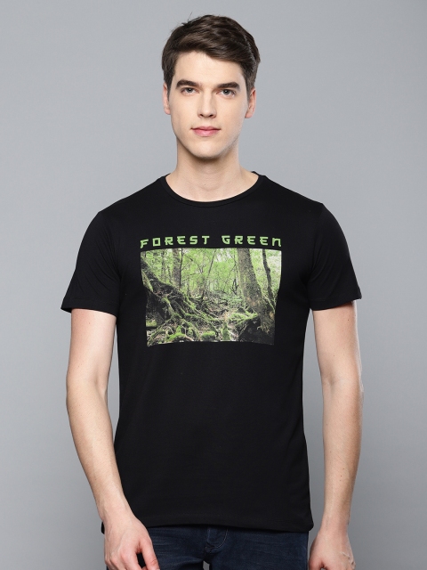 

Louis Philippe Jeans Men Black Printed Round Neck T-shirt