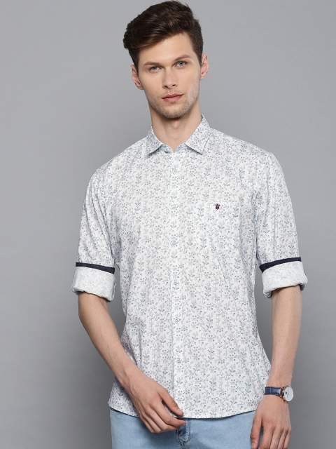 

Louis Philippe Jeans Men White & Blue Slim Fit Floral Printed Casual Shirt