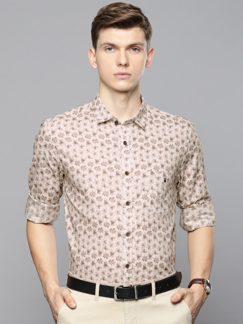 

Louis Philippe Sport Men Off-White & Brown Slim Fit Printed Semiformal Shirt