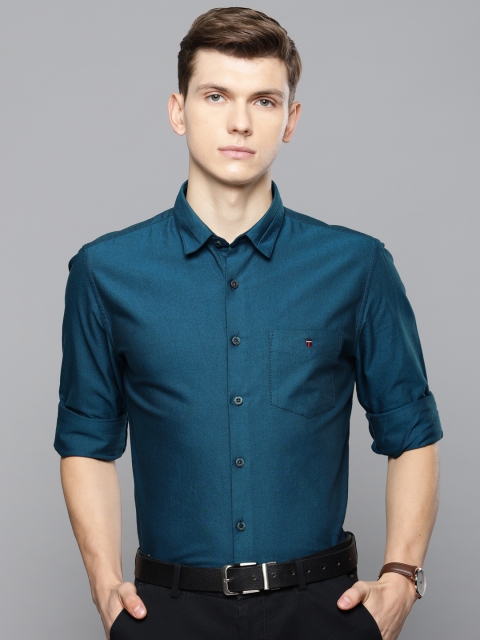 

Louis Philippe Sport Men Teal Blue Super Slim Fit Solid Casual Shirt