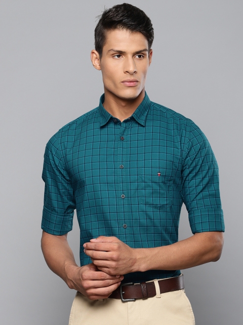 

Louis Philippe Sport Men Blue & Green Super Slim Fit Checked Smart Casual Shirt