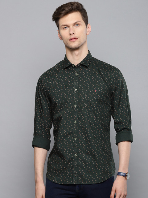 

Louis Philippe Jeans Men Green & Orange Slim Fit Printed Casual Shirt