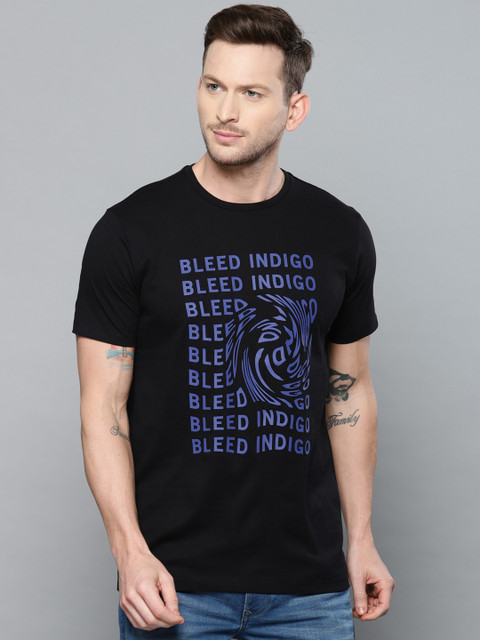 

Louis Philippe Jeans Men Black Striped Round Neck T-shirt