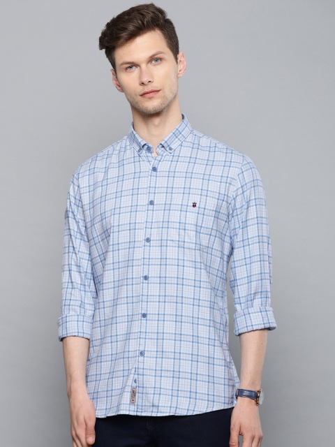 

Louis Philippe Jeans Men White & Blue Slim Fit Checked Casual Shirt