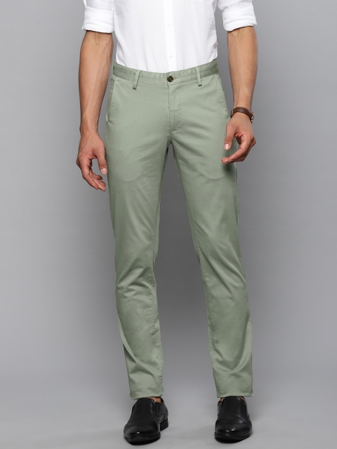 

Louis Philippe Sport Men Olive Green Slim Fit Self Design Regular Trousers