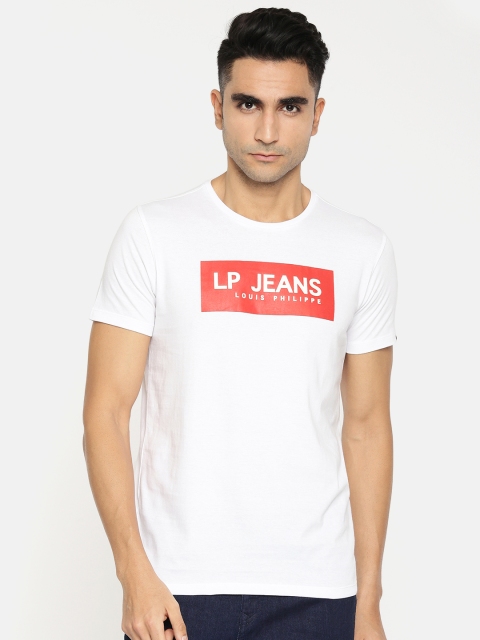

Louis Philippe Jeans Men White Printed Slim Fit Round Neck T-shirt