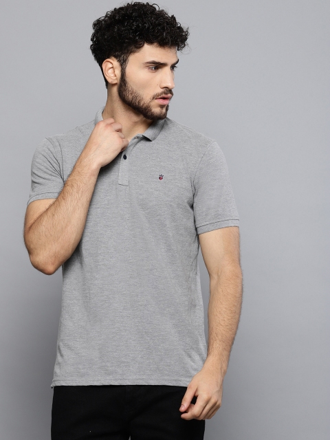 

Louis Philippe Sport Men Grey Melange Solid Polo Collar T-shirt