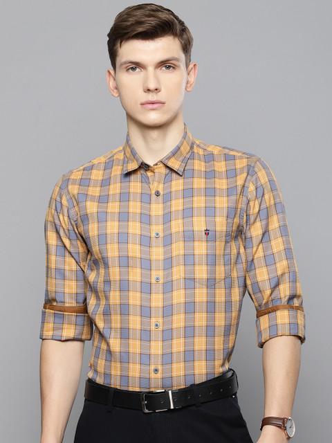 

Louis Philippe Sport Men Khaki & Grey Super Slim Fit Checked Casual Shirt