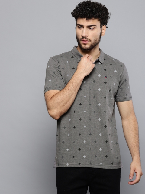 

Louis Philippe Jeans Men Grey Printed Polo Collar T-shirt