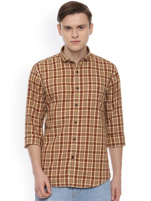 

Louis Philippe Sport Men Beige & Brown Super Slim Fit Checked Smart Casual Shirt