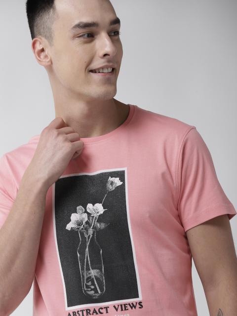

Mast & Harbour Men Pink Printed Round Neck T-shirt