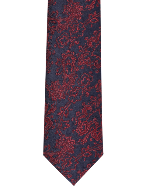 

Louis Philippe Navy Blue & Red Printed Broad Tie