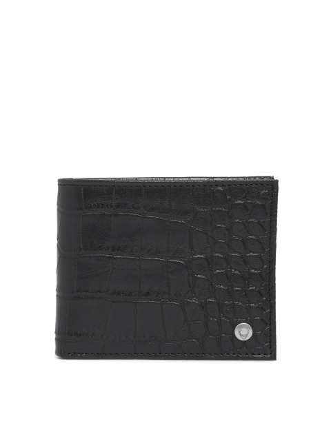

Hidesign Men Black Textured Leather Two Fold Wallet