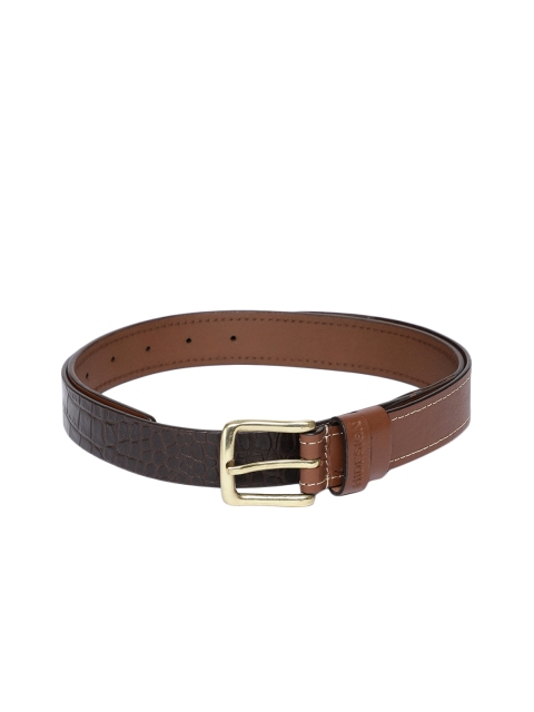 

Hidesign Men Tan Brown & Black Textured Leather Belt