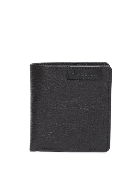 

Hidesign Men Black Leather Textured Two Fold Wallet