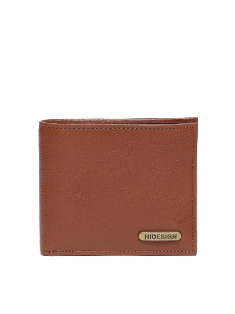 

Hidesign Men Tan Textured Leather Two Fold Wallet