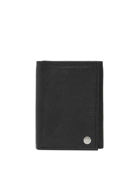 

Hidesign Men Black Textured Leather Three Fold Wallet