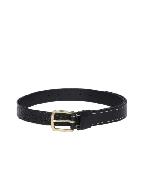 

Hidesign Men Black Textured Leather Belt