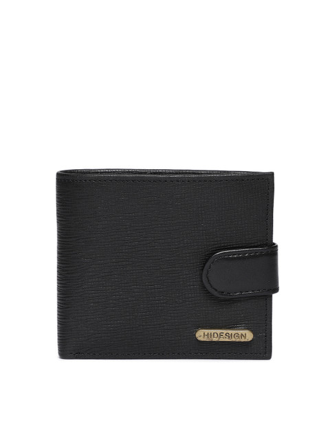 

Hidesign Men Black Leather Textured Two Fold Wallet