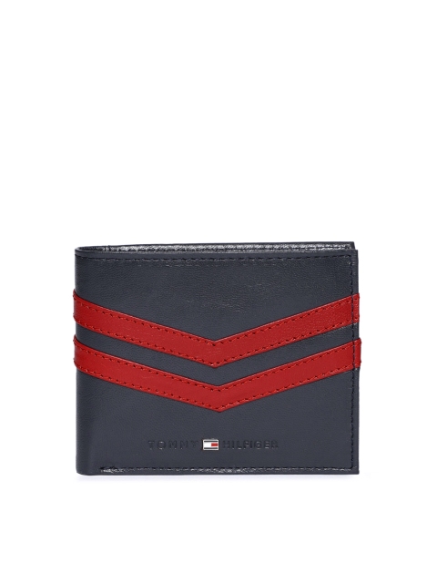 

Tommy Hilfiger Men Navy Blue & Red Solid Two Fold Wallet