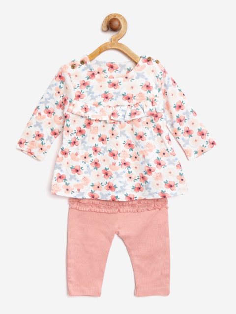 

Marks & Spencer Girls White & Pink Printed Top with Pyjamas