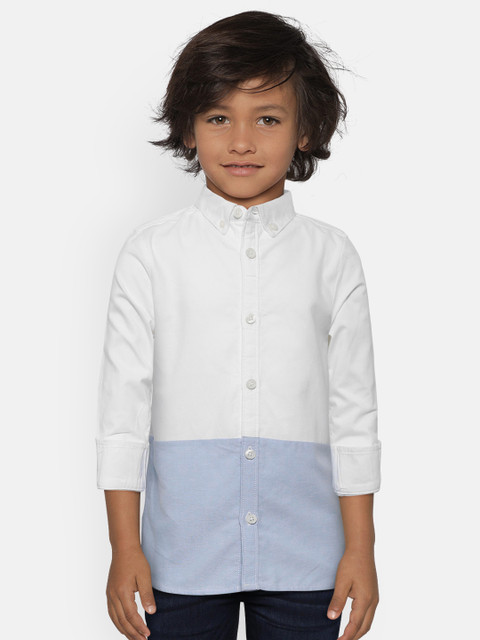 

Marks & Spencer Boys White & Blue Regular Fit Colourblocked Casual Shirt