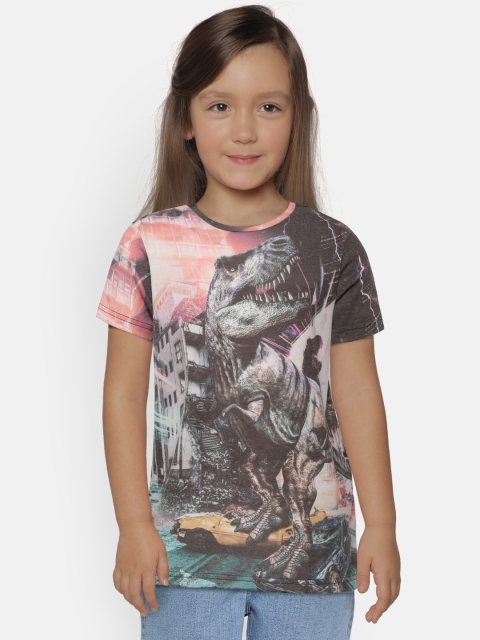 

Marks & Spencer Girls Charcoal Grey Printed Round Neck T-shirt